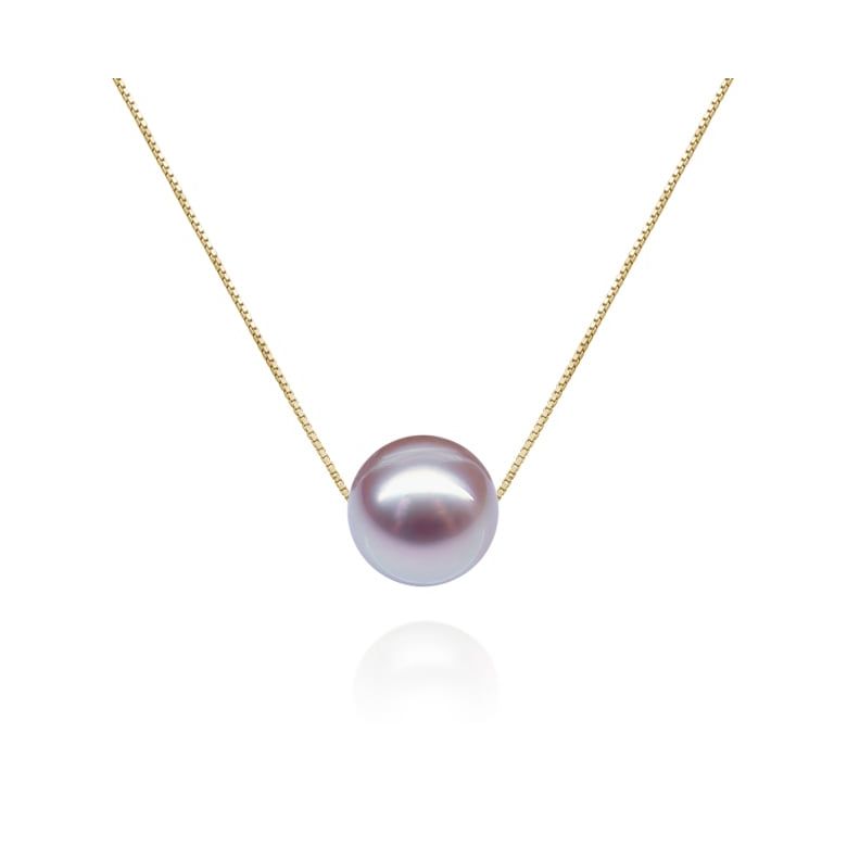 Collier Douceur perlée. Perle lavande 10/10.5 mm, Chaîne or jaune - 1