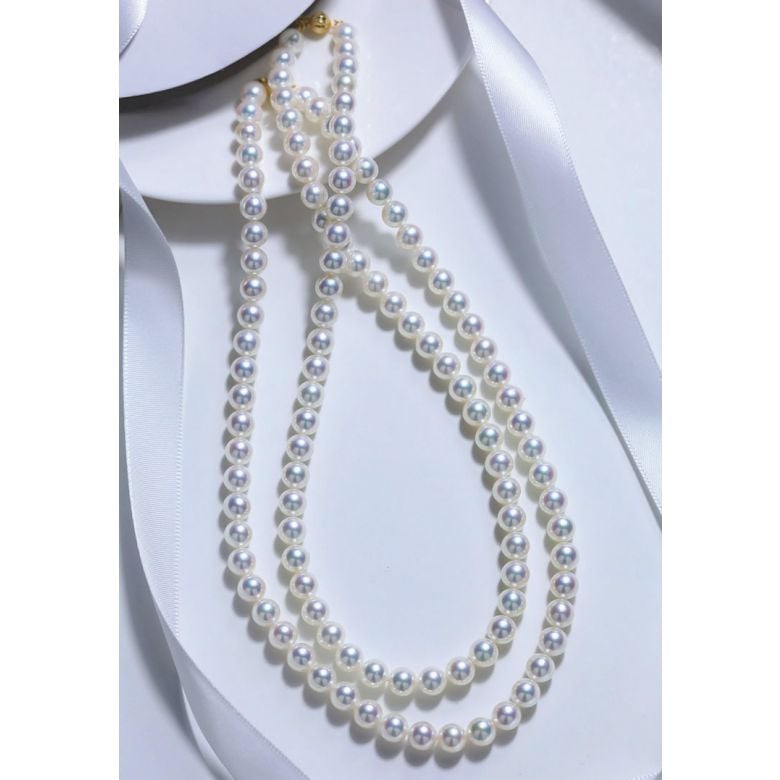 Collier perles Akoya luxe - Perle du Japon qualité GEMME / HANADAMA - 7/7.5mm - 5