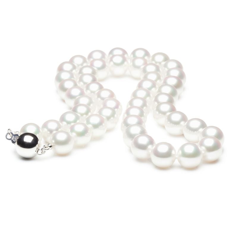 Collier perles fines - Collier perle Akoya blanche Japon - 7.5/8mm - 1