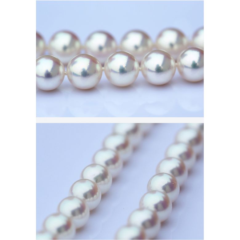 Collier grosse perle Akoya du Japon. Perles fines blanches. 8.5/9mm - 2