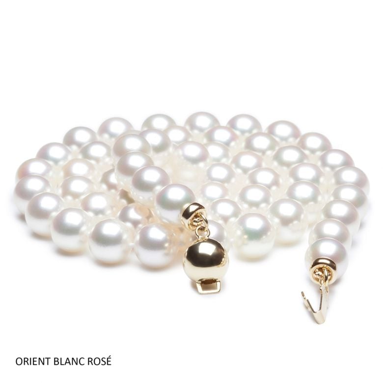 Perle collier - Collier perle blanche de mer - Perles Japon - 6.5/7mm - 3
