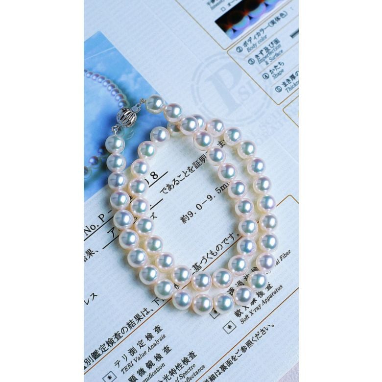 Collier luxe haute joaillerie - Perles fines Akoya Japon - 9/9.5mm - 8
