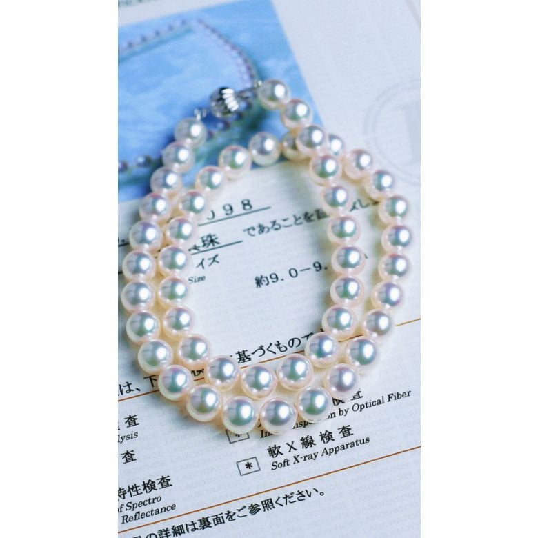 Collier luxe haute joaillerie - Perles fines Akoya Japon - 9/9.5mm - 7