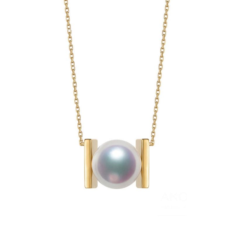 Pendentif Otohiko. Sobre, Moderne et Élégant. Or jaune et Perle Akoya I Gemperles - 1