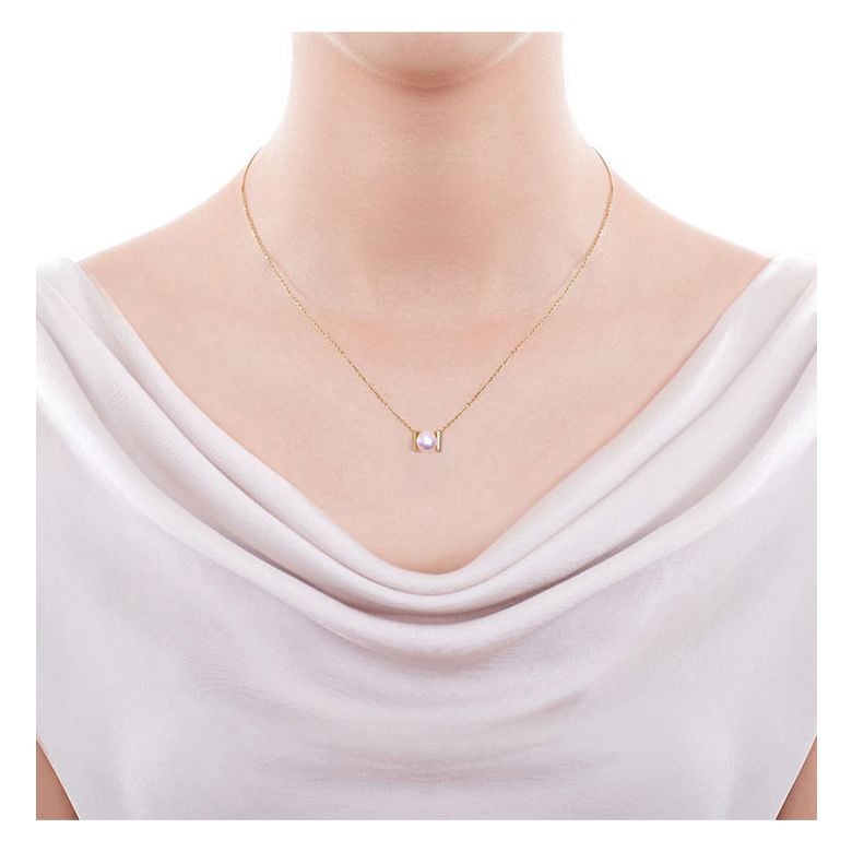 Pendentif Otohiko. Sobre, Moderne et Élégant. Or jaune et Perle Akoya I Gemperles - 2