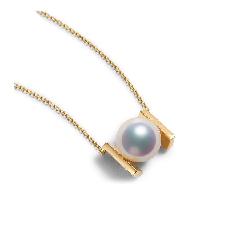 Pendentif Otohiko. Sobre, Moderne et Élégant. Or jaune et Perle Akoya I Gemperles - 3