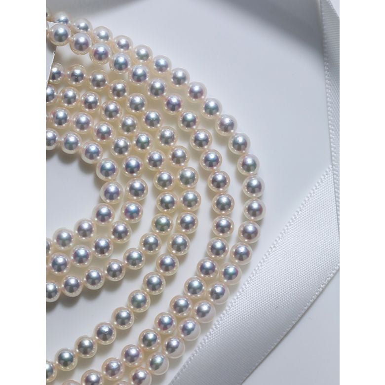 Collier triple perles Akoya blanches - 6.5/7mm - AAA - 5