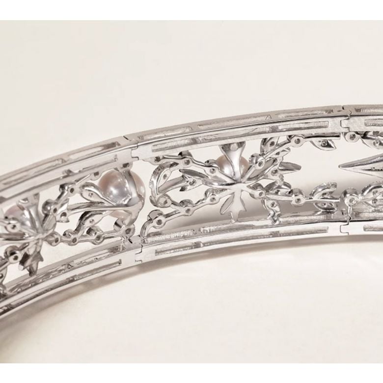Collier Géométria Préciosa, Or blanc Diamant et Perle Akoya du Japon - 8