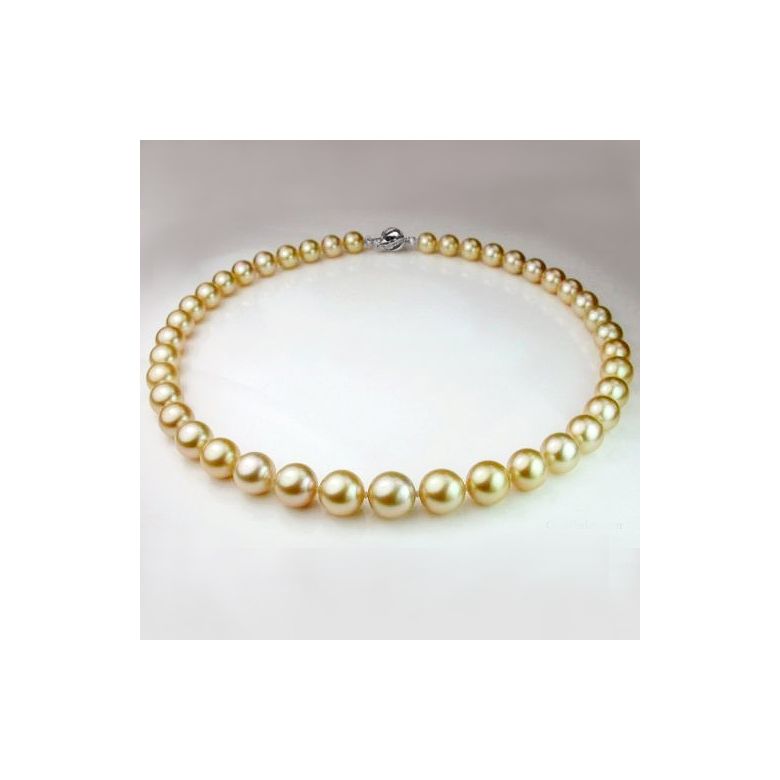 Collier perles d'Australie - 10.5/12mm - AAA or blanc - 1