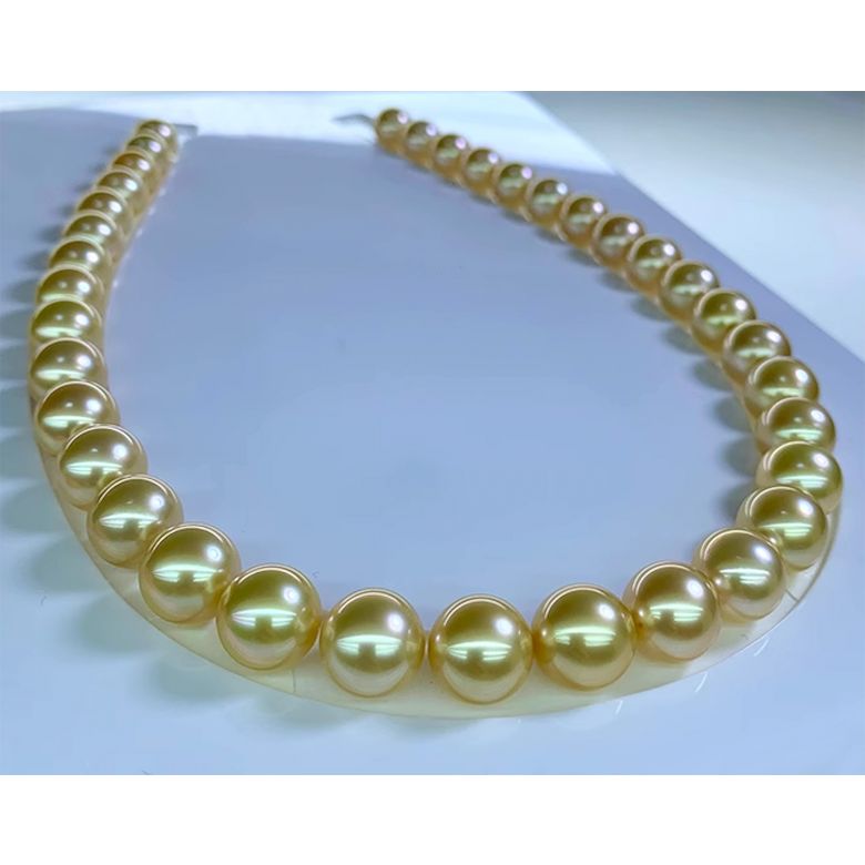 Collier perles d'Australie - 10.5/12mm - AAA or blanc - 3