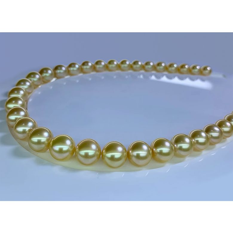 Collier perles d'Australie - 10.5/12mm - AAA or blanc - 4