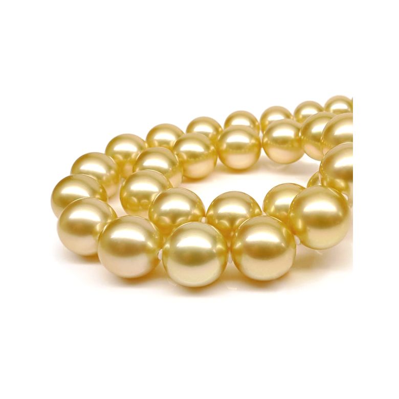 Collier grosses perles d'Australie dorées - Perles rares 11/13mm or blanc - 3