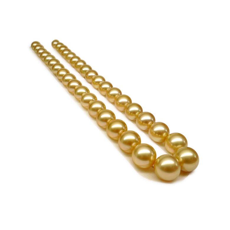 Collier perles d'Australie dorées - Grosses perles 10/12mm - AAA or blanc - 1