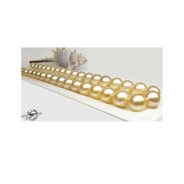Collier perles d'Australie dorées - 9/11mm - AAA or blanc - 2