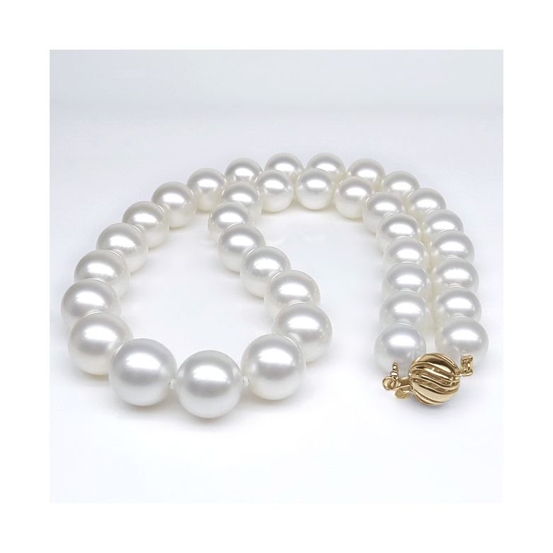 Collier de perles d'Australie blanches - Perle mers du sud 10/12mm or jaune - 1