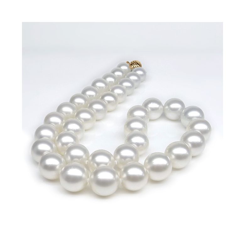Collier de perles d'Australie blanches - Perle mers du sud 10/12mm or jaune - 2