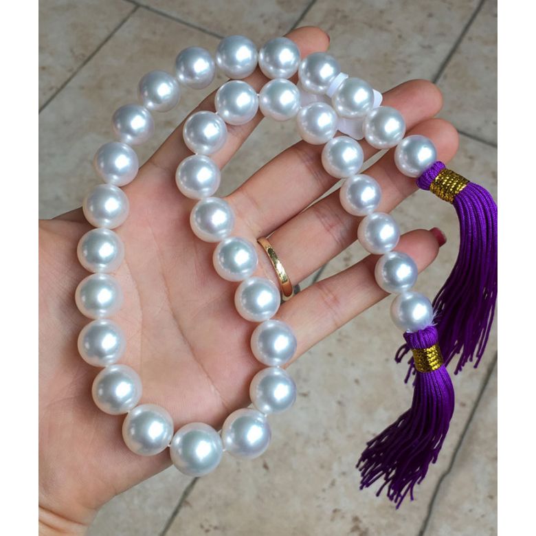 Collier perles des mers du sud blanches - Perle Australie 12/14mm or jaune - 6