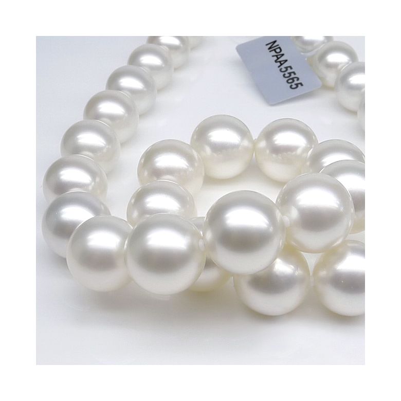 Collier perles des mers du sud blanches - Perle Australie 12/14mm or jaune - 9