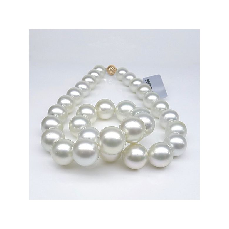 Collier grosses perles de culture australiennes blanches - 12/14.7mm or jaune - 2