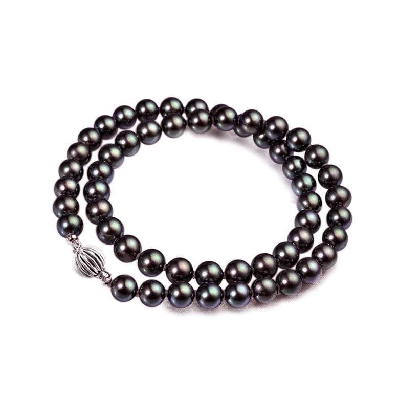 Collier perles Akoya noires - Perle japonaise noire - 6/6.5mm - 1
