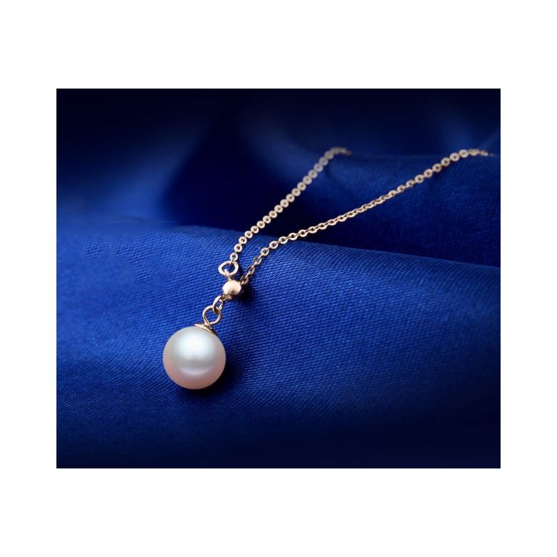 Pendentif perle Akoya 8/8.5mm. Chaîne coulissante Or rose - 3