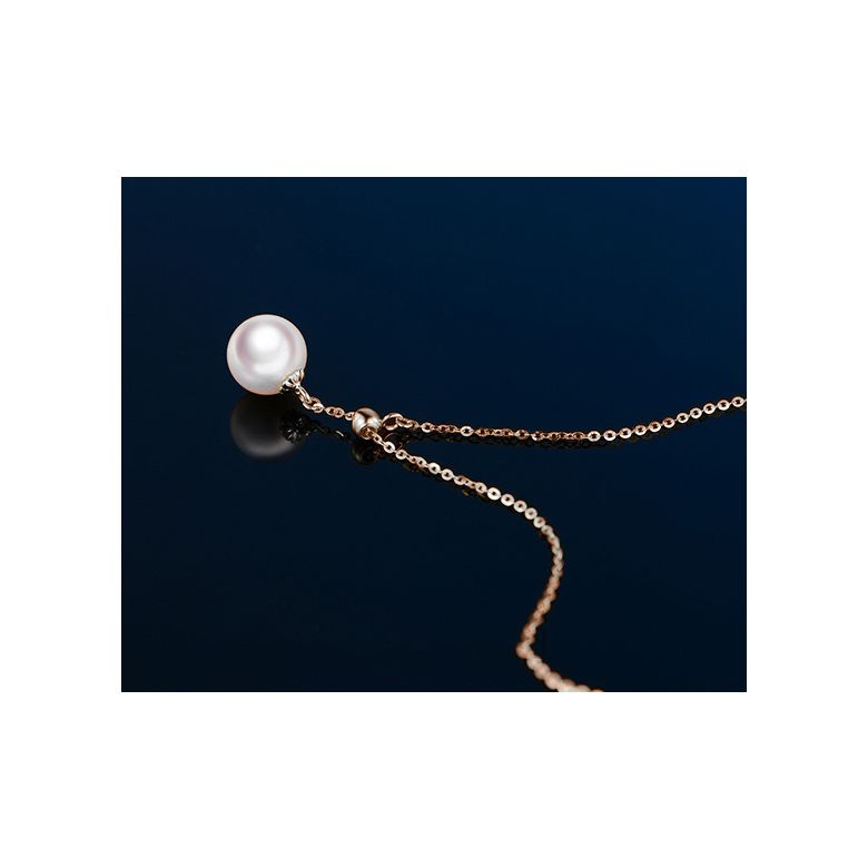 Pendentif perle Akoya 8/8.5mm. Chaîne coulissante Or rose - 9