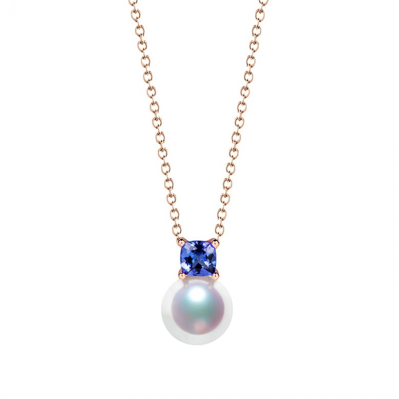 Pendentif Ginza. Mariage saphir et perle Akoya. Or rose - 2