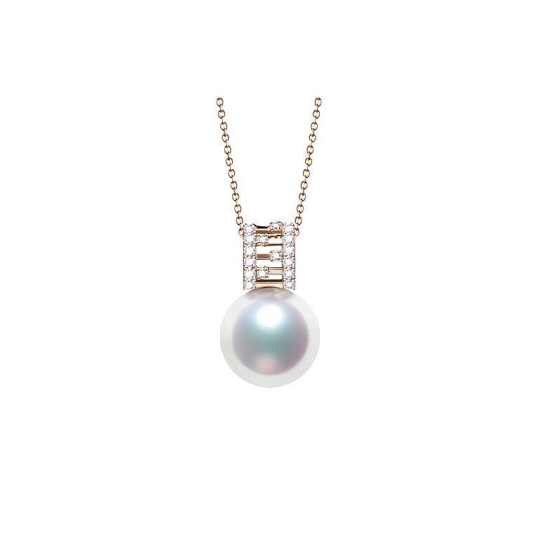 Pendentif Mikiko perle Akoya du Japon. Or rose, diamants - 1