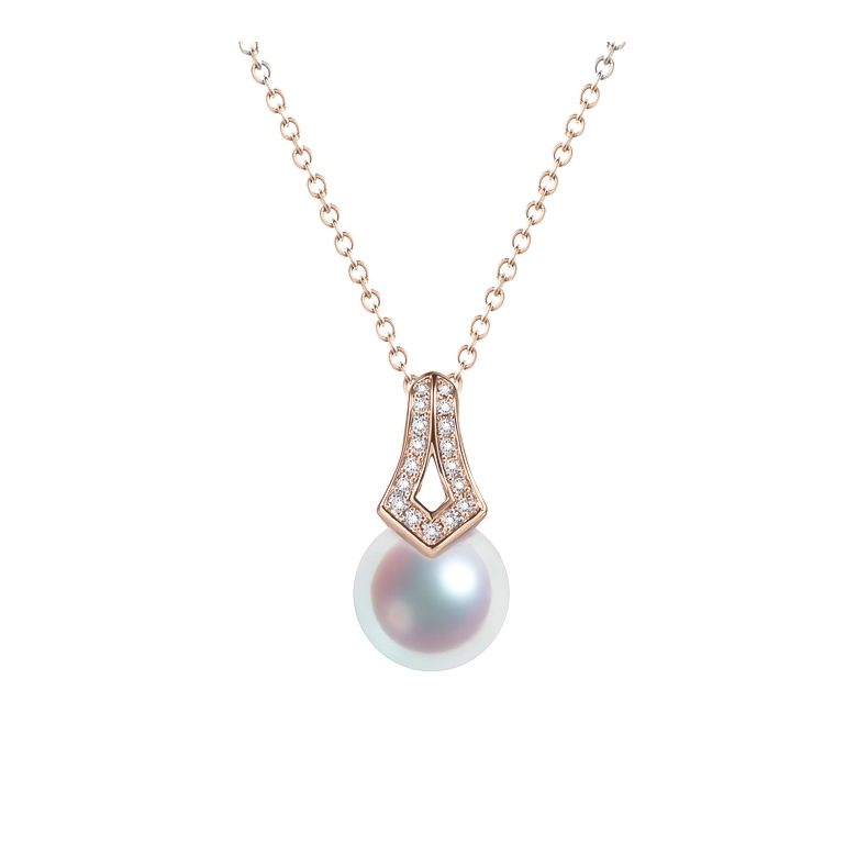 Pendentif perle du Japon Akoya. Michiko. Or rose et diamants - 3