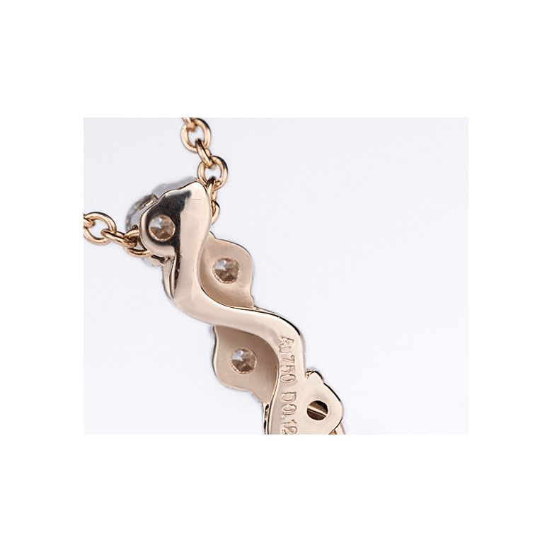 Pendentif danse du serpent. Perle Akoya, Or rose, diamants. - 6