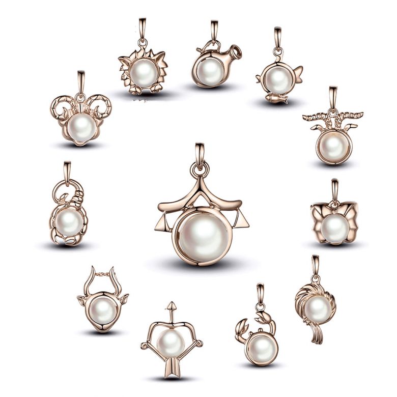 Pendentif Zodiaque. Perle Akoya, Or rose 18cts - 1