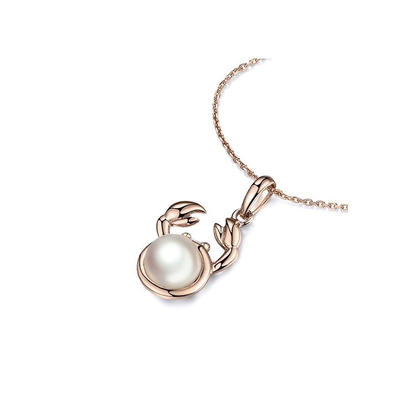 Pendentif Zodiaque. Perle Akoya, Or rose 18cts - 8