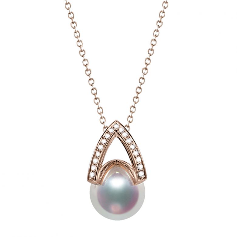 Pendentif perle Akoya Japon. Diamant, Or rose I Masako - 1