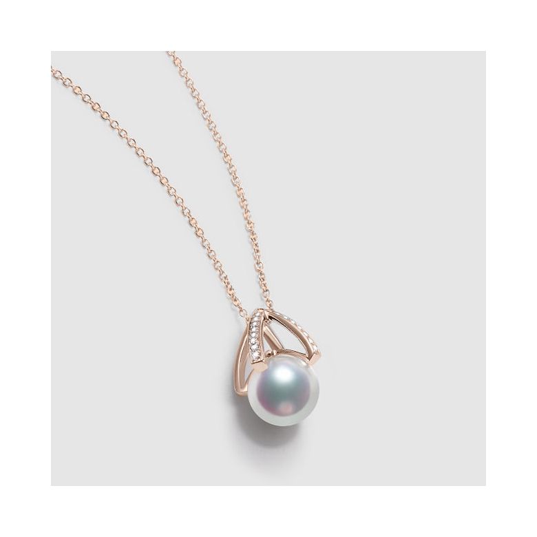Pendentif perle Akoya Japon. Diamant, Or rose I Masako - 4