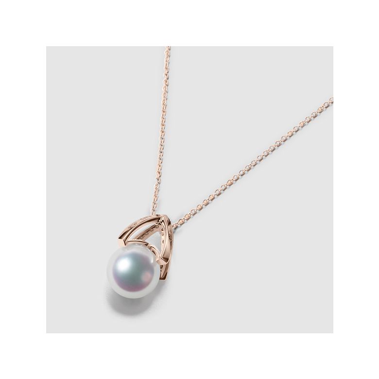 Pendentif perle Akoya Japon. Diamant, Or rose I Masako - 5