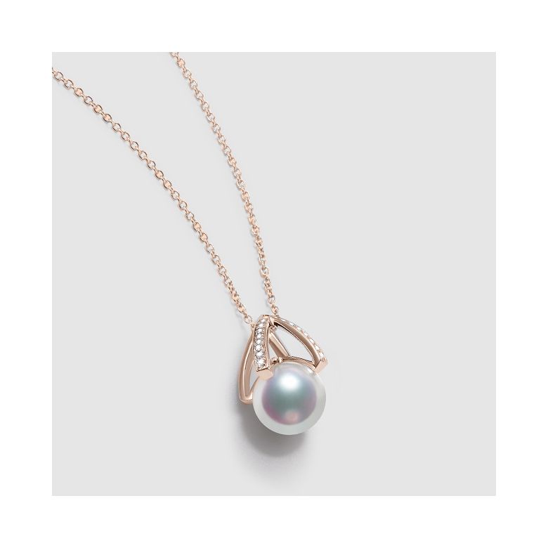Pendentif perle Akoya Japon. Diamant, Or rose I Masako - 6