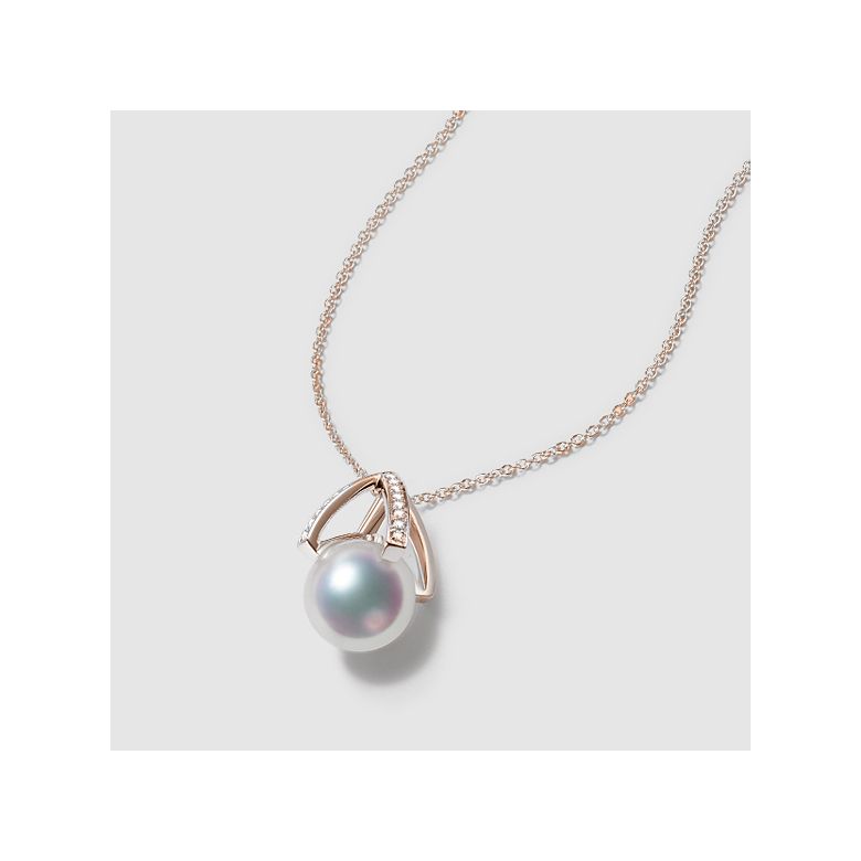 Pendentif perle Akoya Japon. Diamant, Or rose I Masako - 7