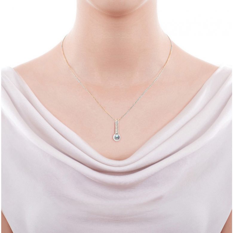 Pendentif perle du Japon. Or rose, diamant - Hatsune Miku - 2