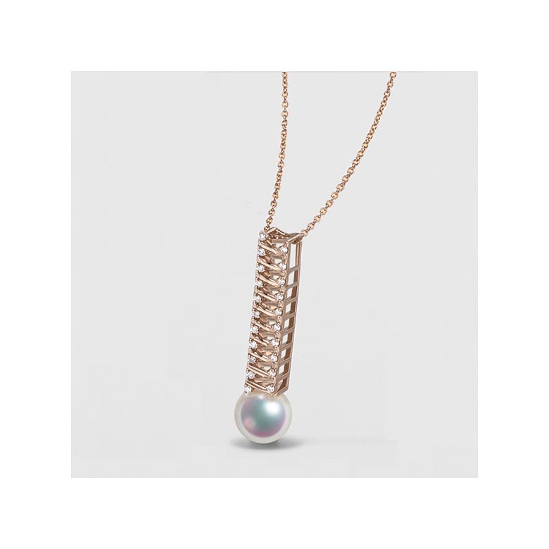 Pendentif perle du Japon. Or rose, diamant - Hatsune Miku - 4