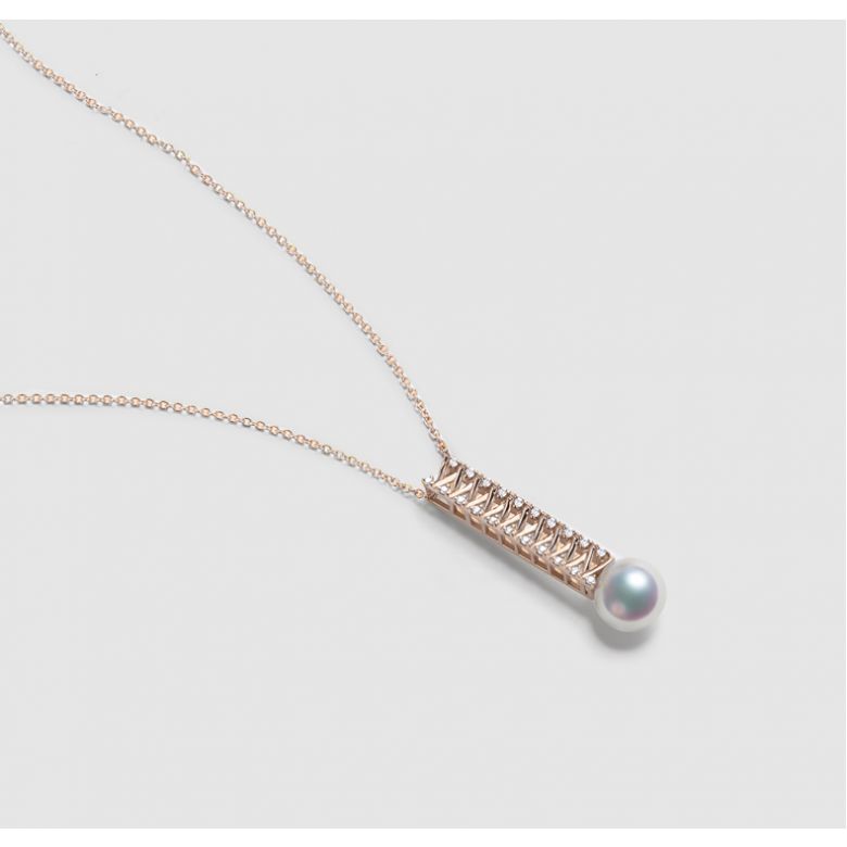 Pendentif perle du Japon. Or rose, diamant - Hatsune Miku - 7