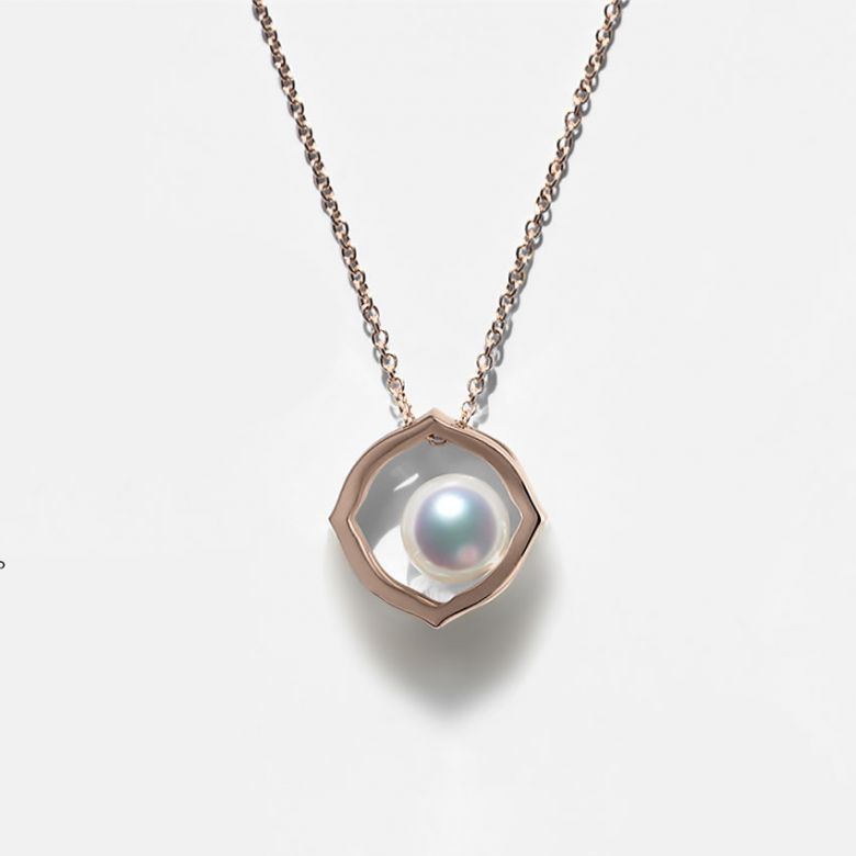 Pendentif perle de culture - Perle Japon Akoya - Coco Chanel or rose - 1