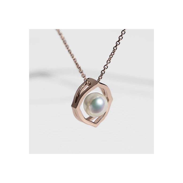 Pendentif perle de culture - Perle Japon Akoya - Coco Chanel or rose - 2