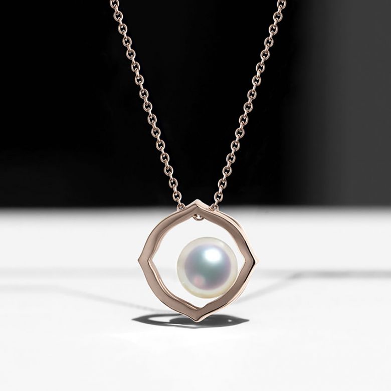 Pendentif perle de culture - Perle Japon Akoya - Coco Chanel or rose - 4