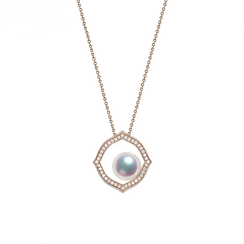 Pendentif or rose perle culture Akoya, Diamant - Coco Chanel - 1