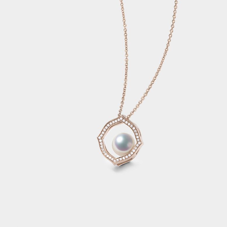 Pendentif or rose perle culture Akoya, Diamant - Coco Chanel - 2