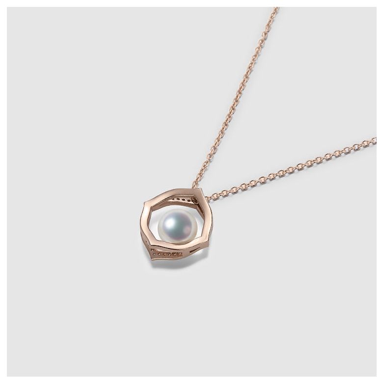 Pendentif or rose perle culture Akoya, Diamant - Coco Chanel - 3