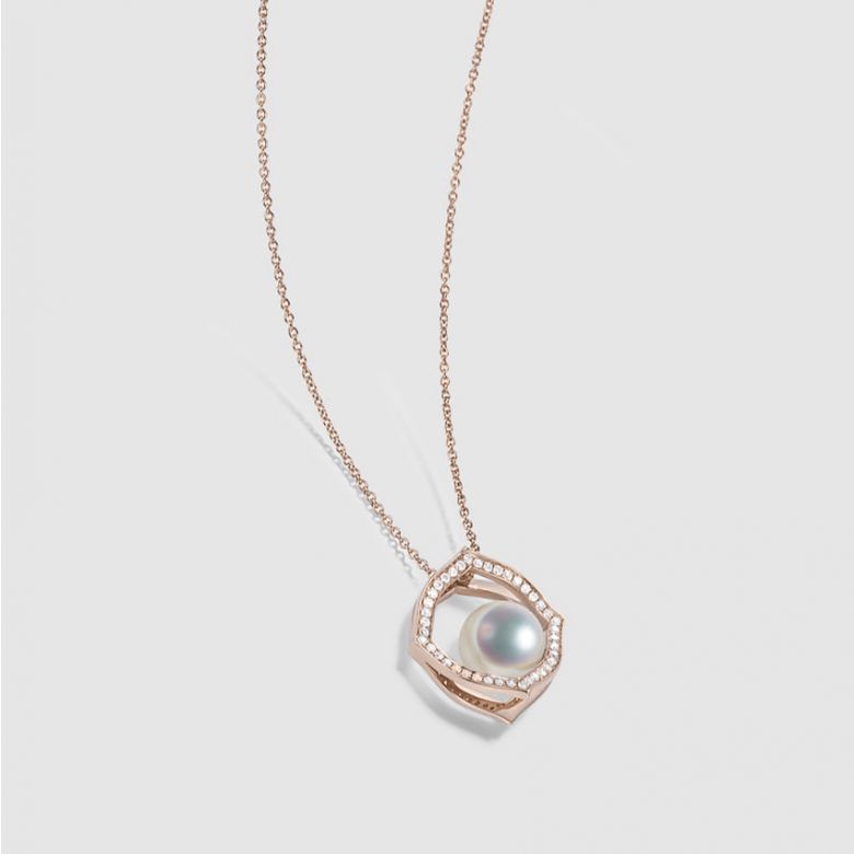 Pendentif or rose perle culture Akoya, Diamant - Coco Chanel - 5
