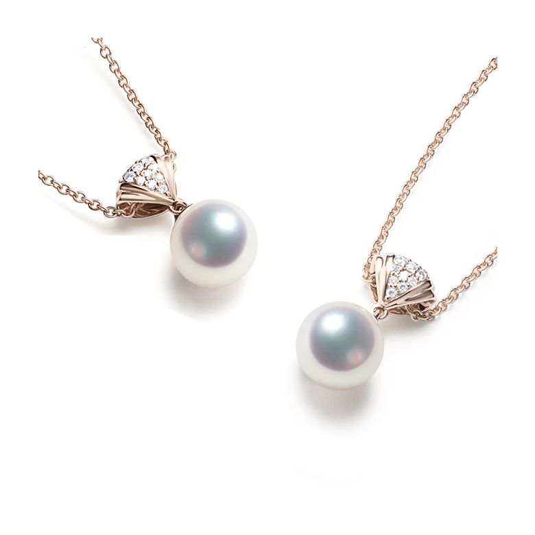 Pendentif perle de culture - Perle Akoya Japon - Sarah Bernhardt or rose - 3