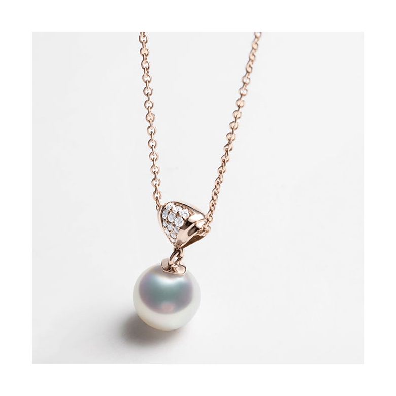 Pendentif perle de culture - Perle Akoya Japon - Sarah Bernhardt or rose - 5