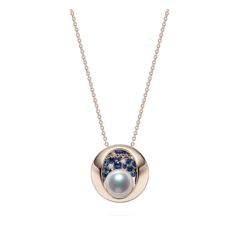 Pendentif constellation seiza I Perle Akoya, diamant, saphir, or rose - 1